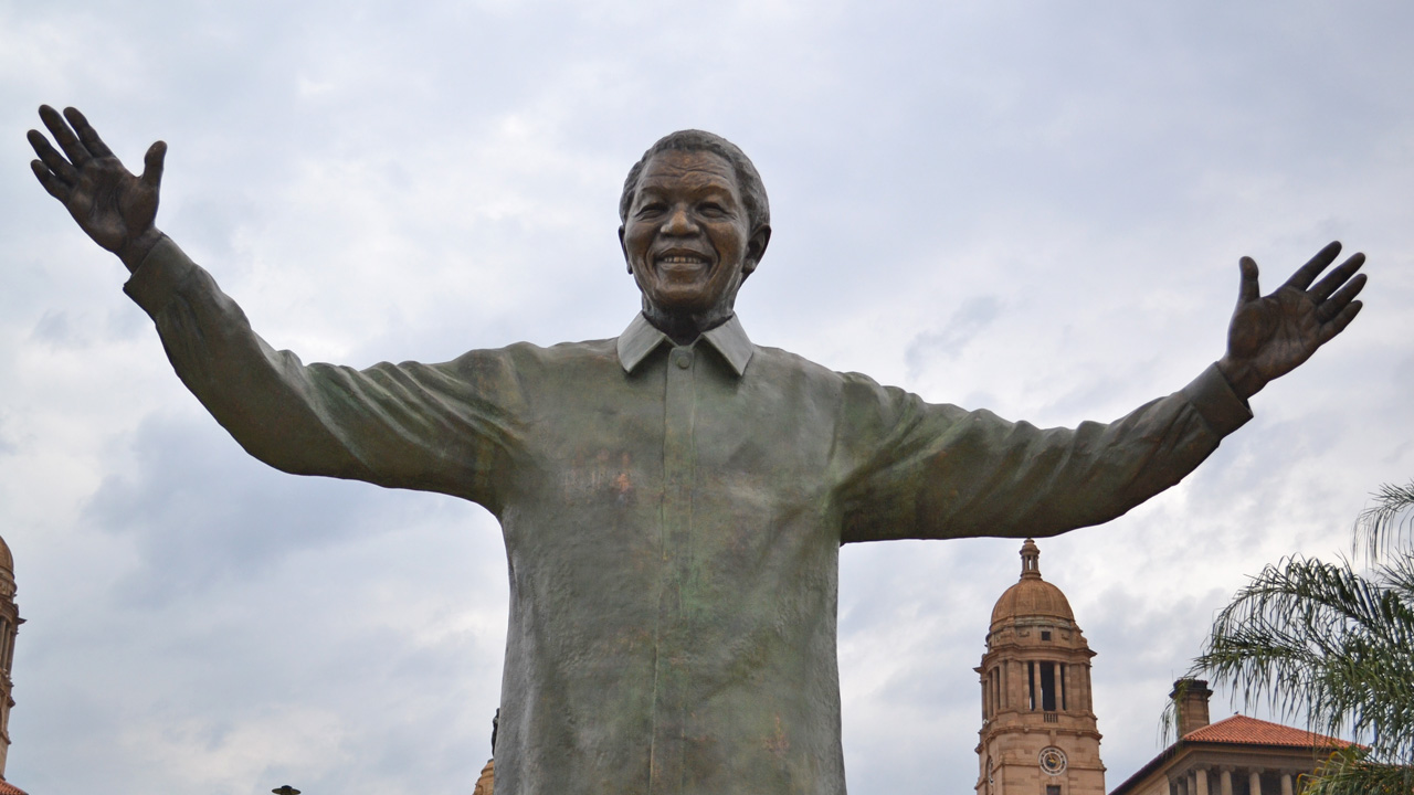 Statue of Nelson Mandela at the Union Building in Pretoria, South Africa.